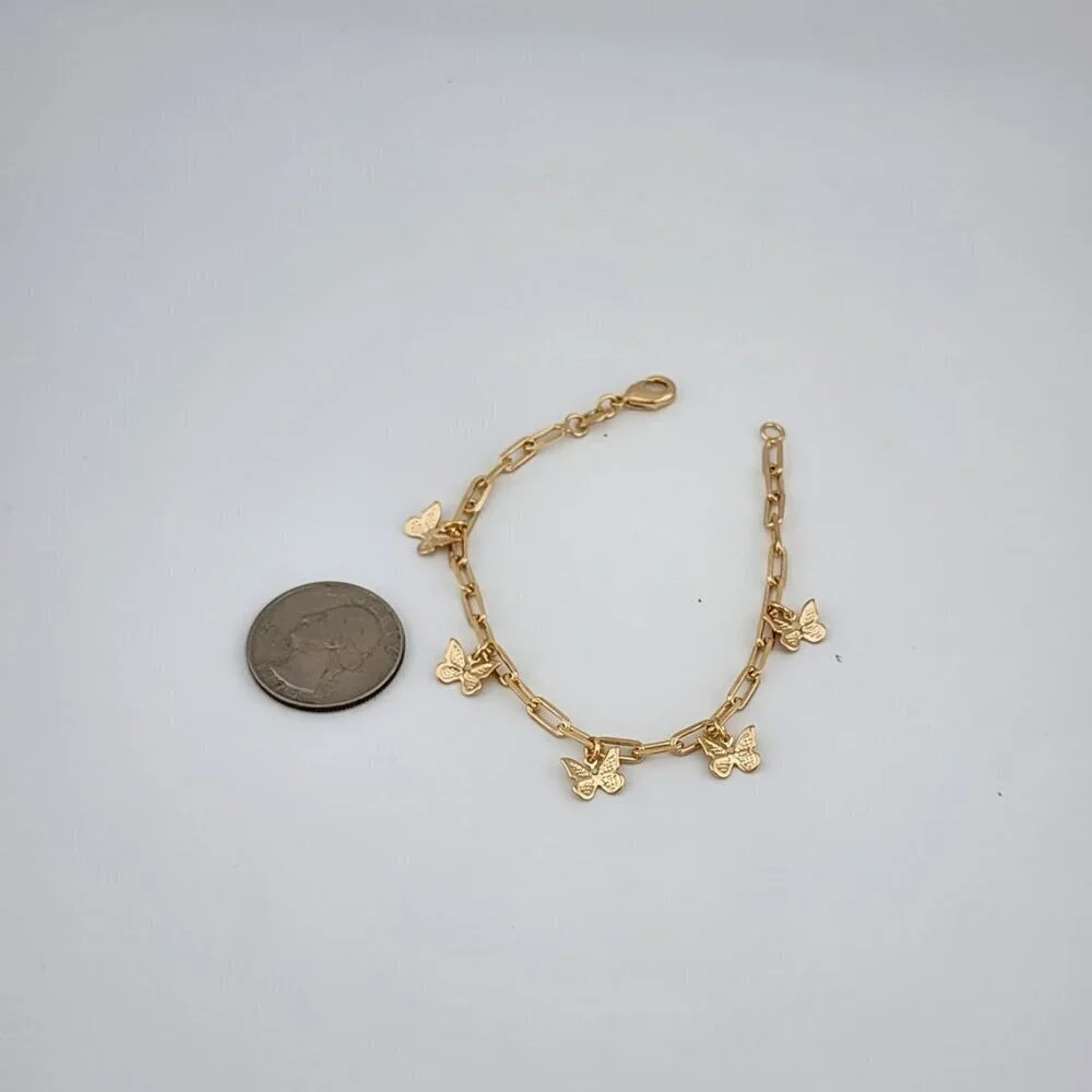 Brand New Brazilan 18k Gold Filled Multi Butterflies Bracelet